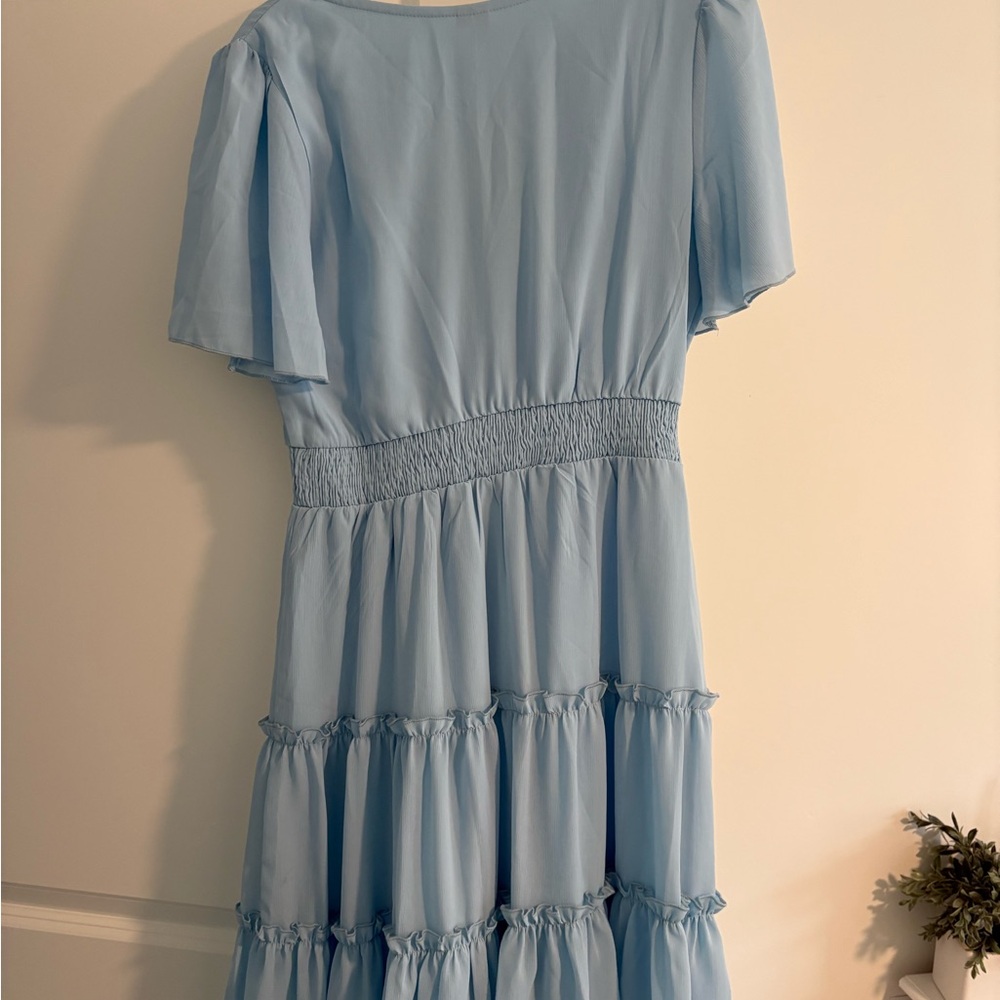 Light Blue V-Neck Dress - Picture 7 of 8